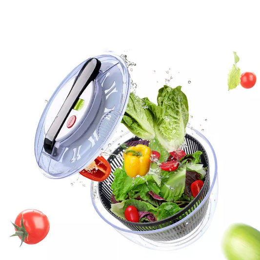 Classic black 2-in-1 washing dehydrating press salad bowl with 5-liter capacity