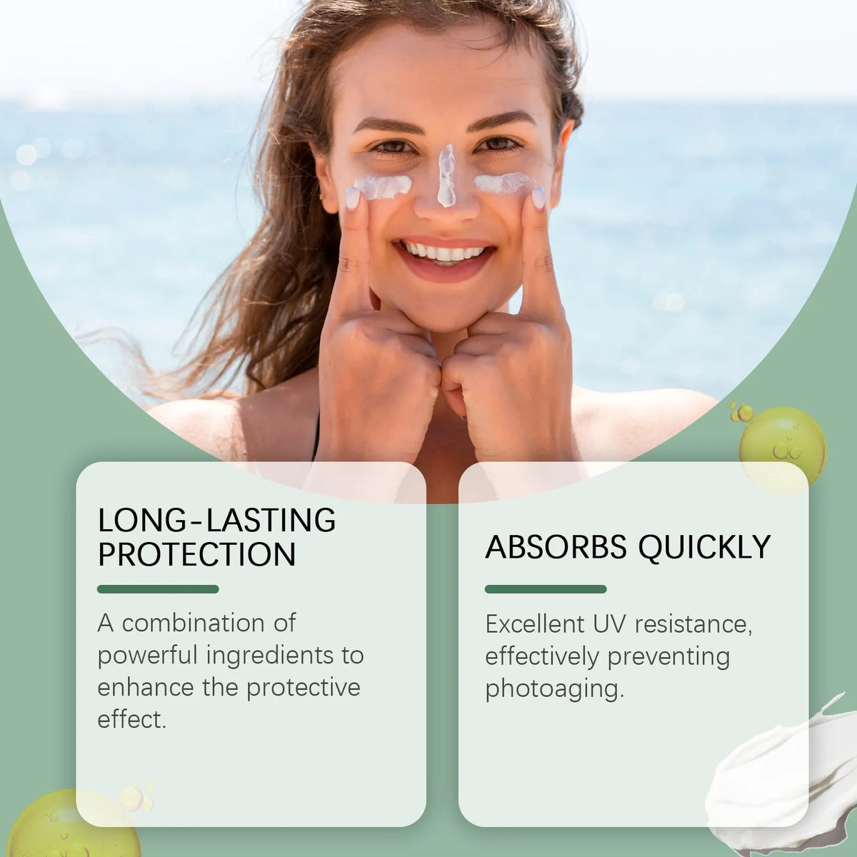 60g sunscreen cream container for UV protection with ethyl hexyl methoxycinnamate and orelin