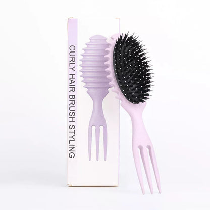 3-in-1 curl defining hair brush set with boar bristle comb and detangling brush