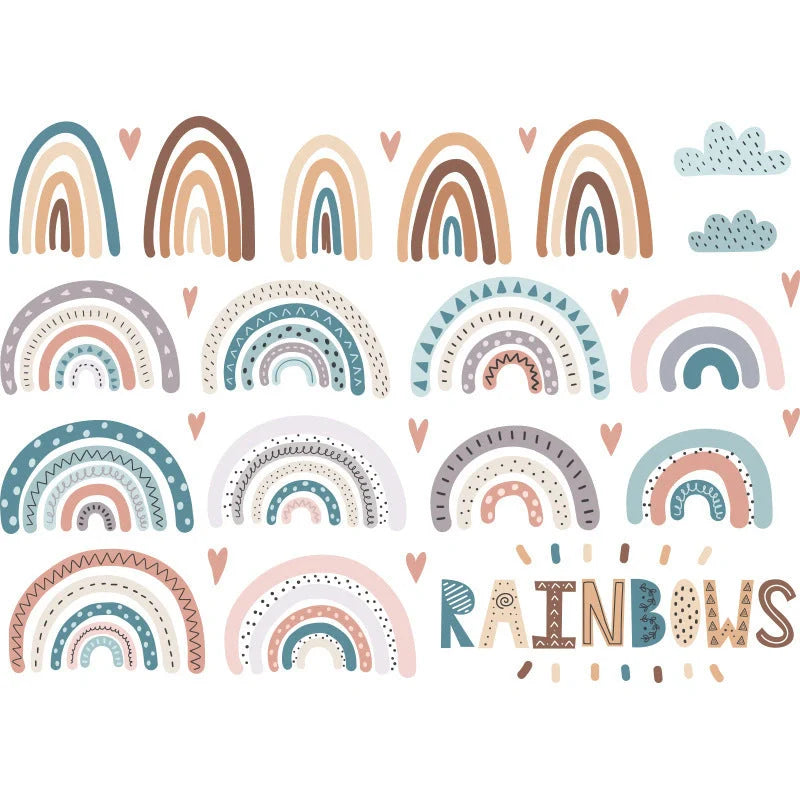 Colorful cartoon-themed waterproof wall stickers for kids' rooms