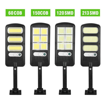 Black solar street light with infrared motion sensor, 370mm length, for outdoor garden and pathway illumination