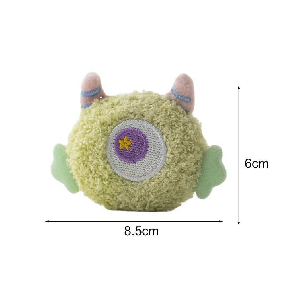 Cartoon-shaped plush dog chew toy with squeaker in grey, green, pink, white or yellow colours