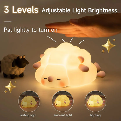 Cozy Sheep Night Light with adjustable brightness and timer for soothing sleep