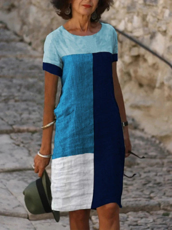 Ladies check print dress in cotton blend, available in multiple colors and sizes