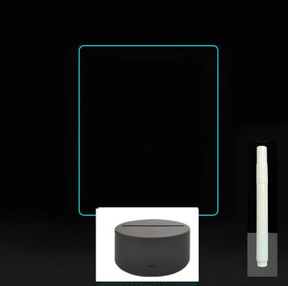 3D acrylic LED message board with touch controls showing illuminated writing on 3.5mm thick surface