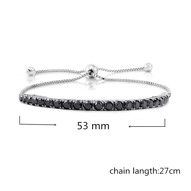 Black round micro inlaid zircon women's bracelet with subtle sparkle