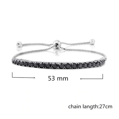 Black round micro inlaid zircon women's bracelet with subtle sparkle