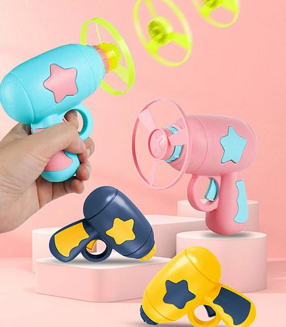 LED Light Flying Saucer Launcher Toy Set with flashing discs for pets and kids