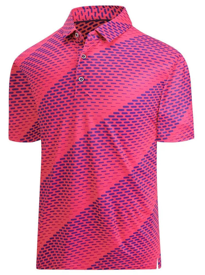 Men's 3D printed short sleeve T-shirt in Japanese retro style with zipper decoration on front.