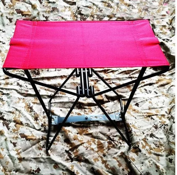 Compact Portable Pocket Chair with metal frame and fabric cushion