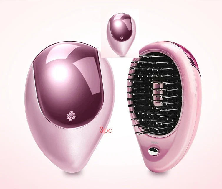 Portable vibrating hair massage comb with ionic technology for on-the-go hair rejuvenation and styling