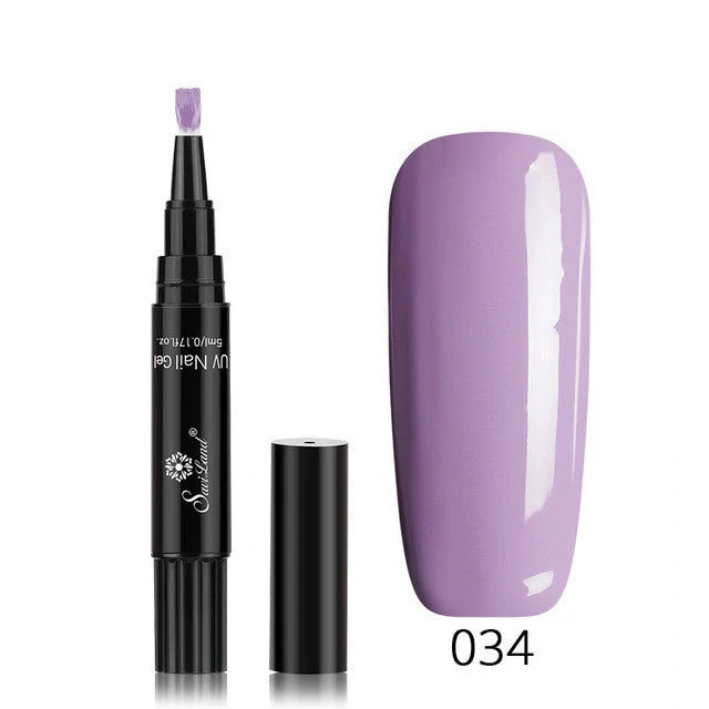 3-in-1 Gel Nail Varnish Pen with Glitter for One-Step Nail Art