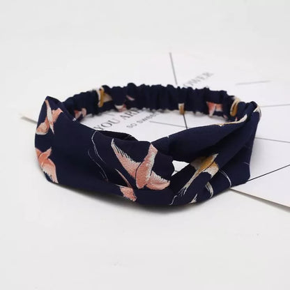 Women's retro style printed headband with elastic free size in various colors