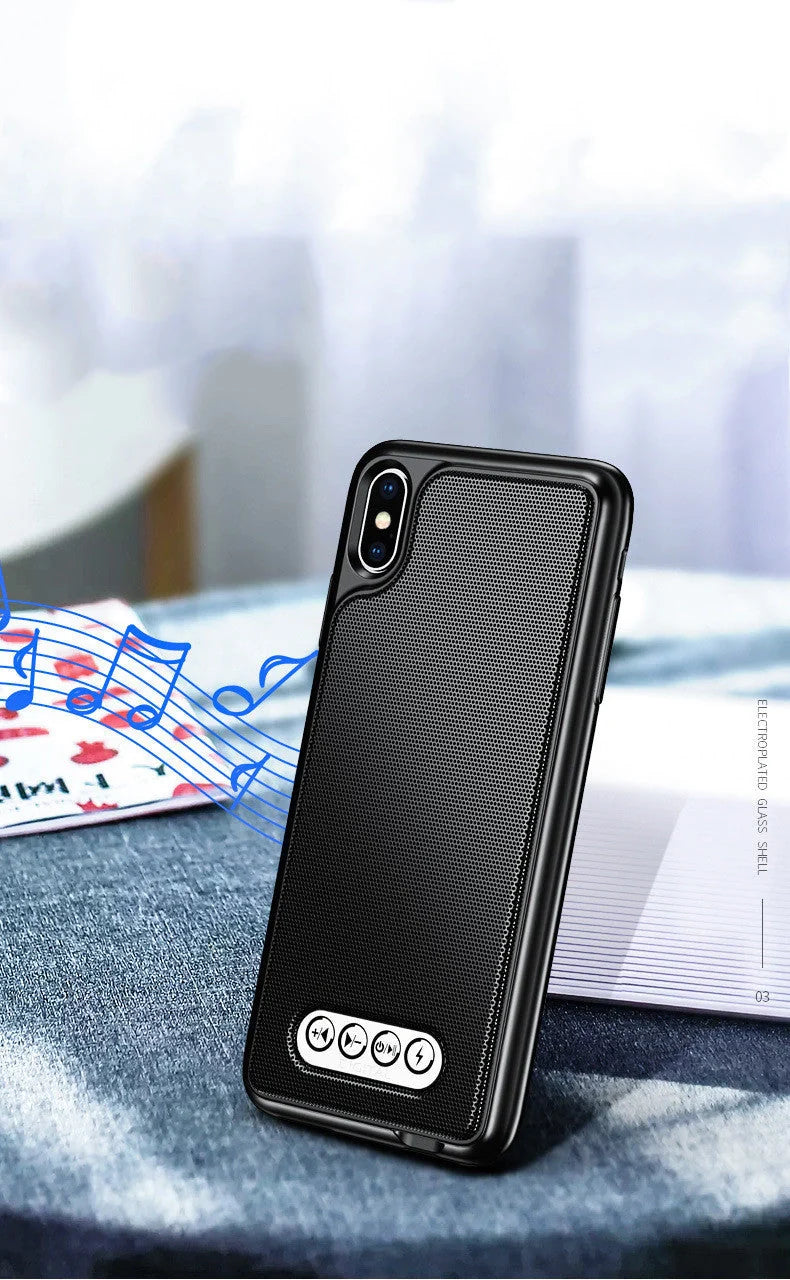 3-in-1 Bluetooth Speaker Phone Case for iPhone with emergency charging feature