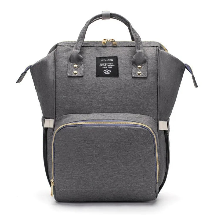 Oxford maternity nappy bag with 16-20L capacity, anti-theft design, bottle area, and multiple colour options