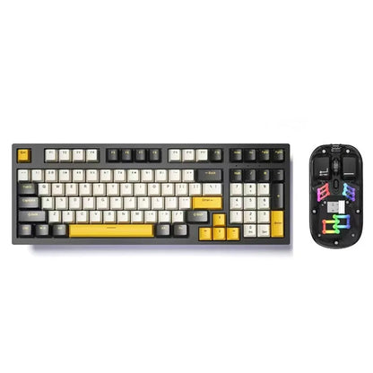 K98 mechanical keyboard and matching wireless mouse in a selected colour from the range on a desk.
