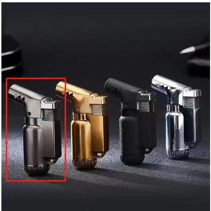 Full metal windproof lighter with straight punch design in black, gold, grey or silver finish