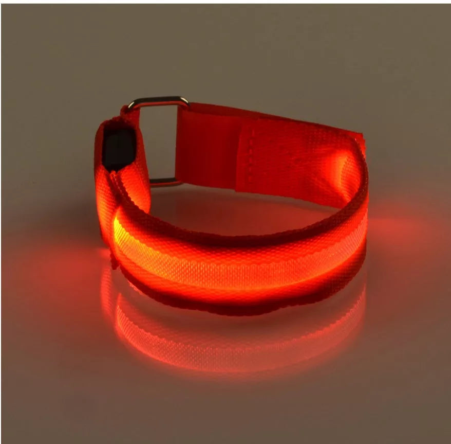 LED Illuminated Arm Band for night running safety with adjustable fit and multiple colors