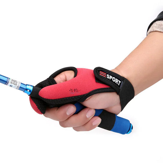 Fishing two finger glove with microfiber palm and diving cloth back, showing thumb and index finger coverage