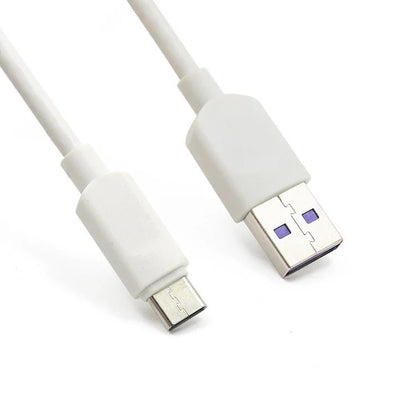 5A Fast Charging USB to Type-C Cable in black and white, available in 1m, 2m, and 3m lengths