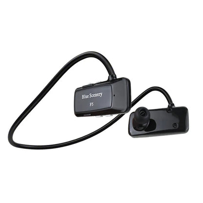 F5 wireless Bluetooth headset with card, ear-hook design, Bluetooth 4.0, 10 metre range, in black gold red or white