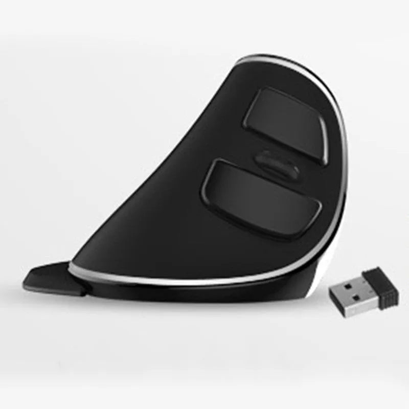 Vertical ergonomic computer mouse with RGB lighting and USB cable.