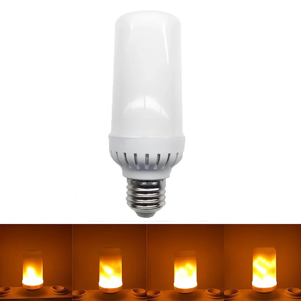 LED flame lamp with realistic 3D flickering effect showing compact 17cm height design