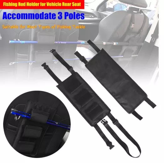 Car seat fishing rod holder with durable nylon and neoprene construction