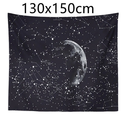 Constellation tapestry with moon and stars design for wall or bed decoration
