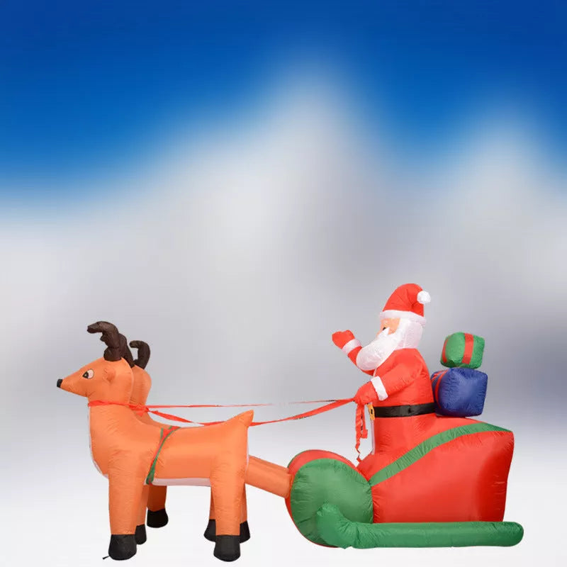 Christmas inflatable Santa Claus riding reindeer with LED lights