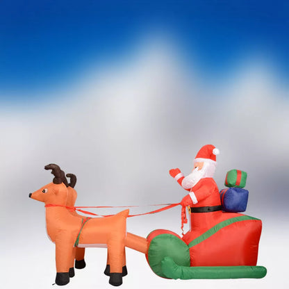 Christmas inflatable Santa Claus riding reindeer with LED lights