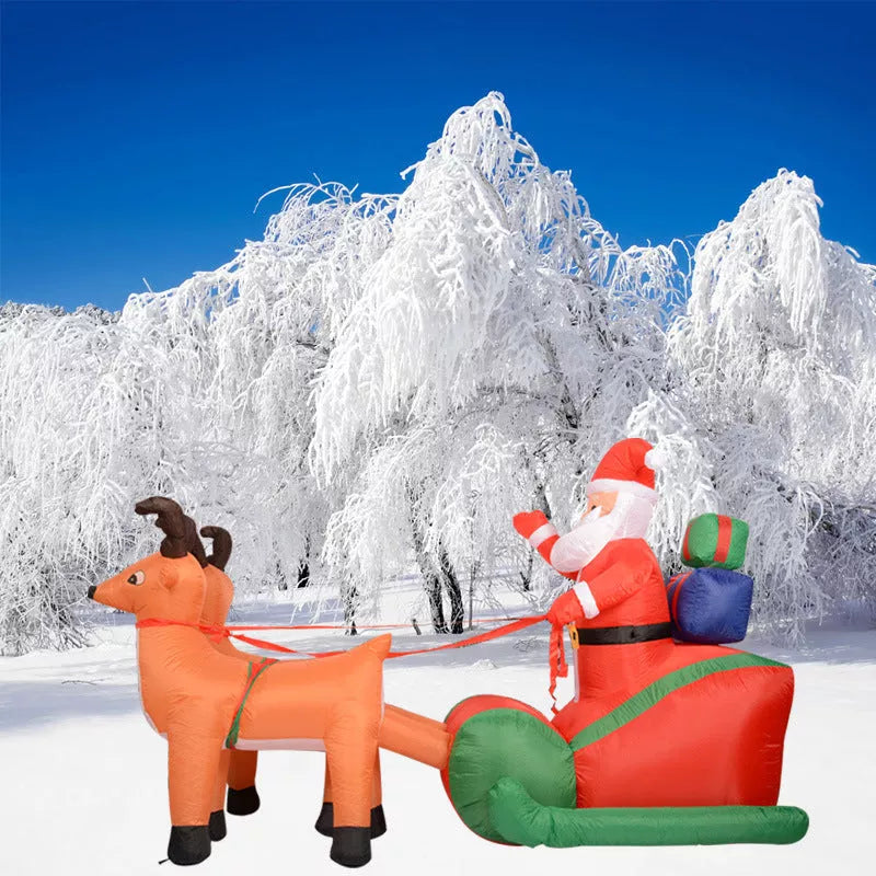 Christmas inflatable Santa Claus riding reindeer with LED lights