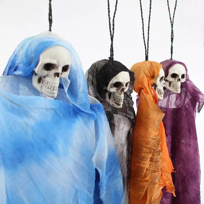 Little Hanging Ghost Haunted House Ornament Doll in purple, blue, gray, or orange
