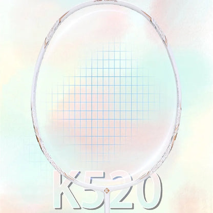 K520pro all carbon fibre badminton racket in black, pink, or white with optional line patterns
