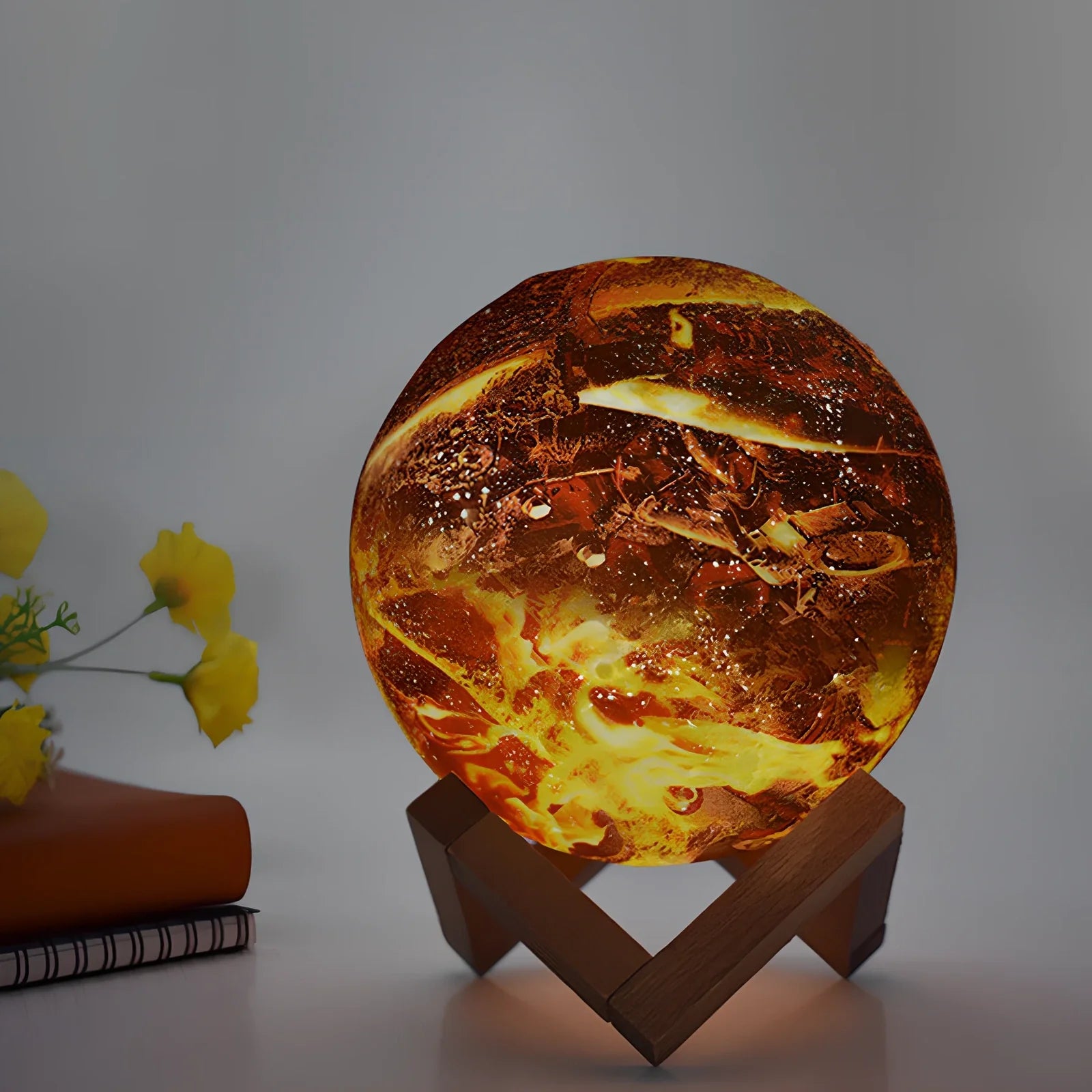 Painted flame LED 3D night light with 15cm diameter and 16 colour options