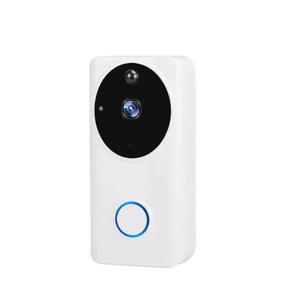 Smart WiFi video doorbell with 2.0MP camera, 166° wide view, PIR motion detection, two-way intercom, black or white