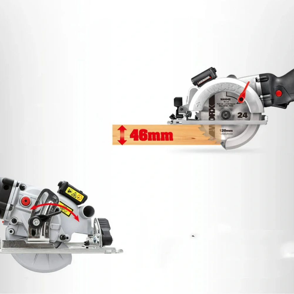 Home WX427 circular saw tool with parallel guide ruler and vacuum adapter on workbench