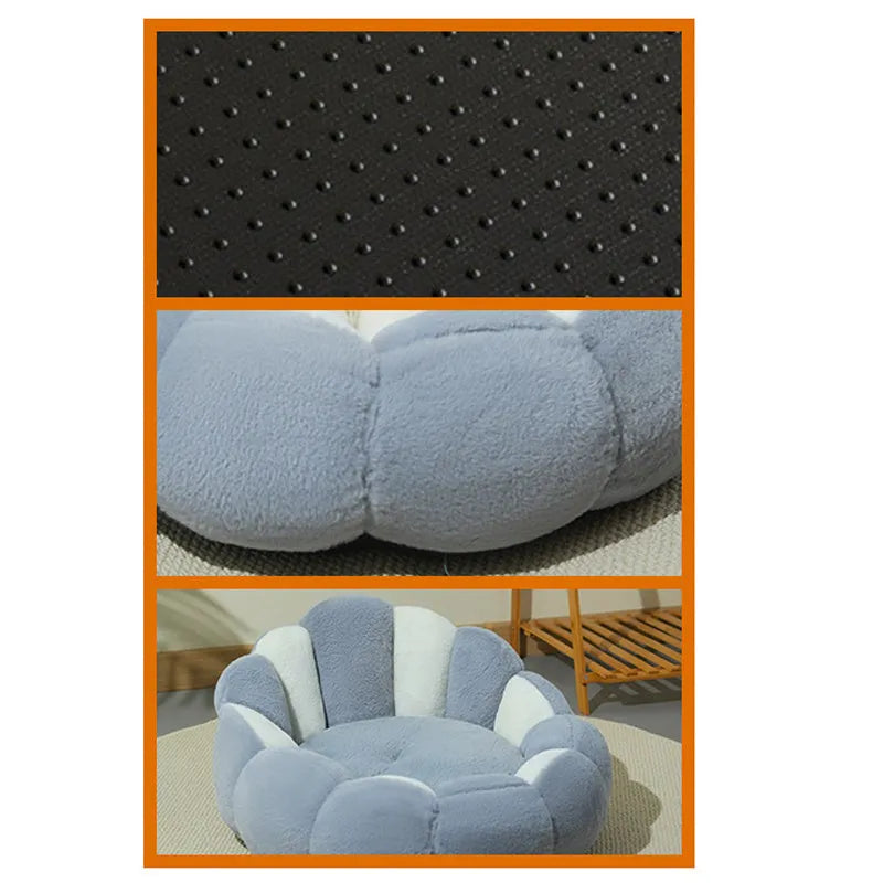 Greyish white pet shell nest for cats and dogs with rabbit fur and PP cotton filling in three sizes