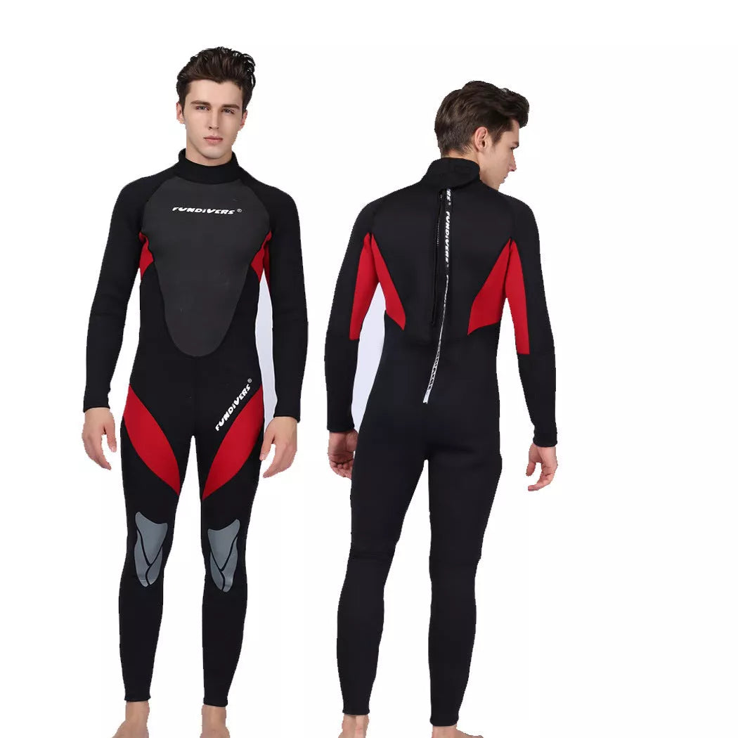 Men's thermal diving suit in red and blue, sizes S-XXXL, for all-season warmth
