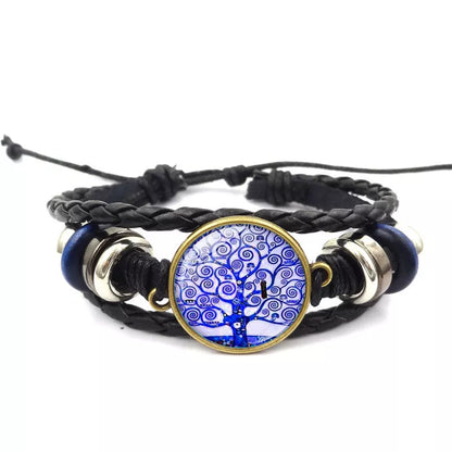 Handmade Tree of Life Bracelet with multilayer braided design in black