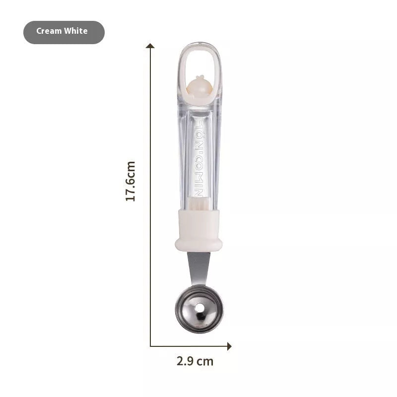 Stainless steel melon baller scoop with ergonomic grip for easy fruit ball creation