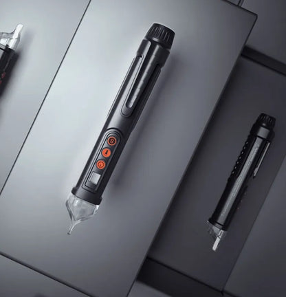 Black voltage detection pen with sensor tip for electrical line testing and status identification