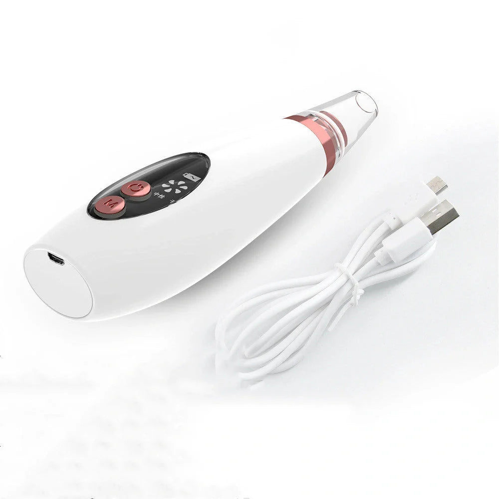 Microcrystalline Blackhead Remover with USB charging cable on white background