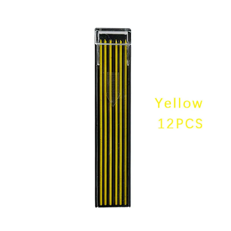 Plastic box containing 12 pieces of multi-coloured 0.5mm mechanical pencil lead refills