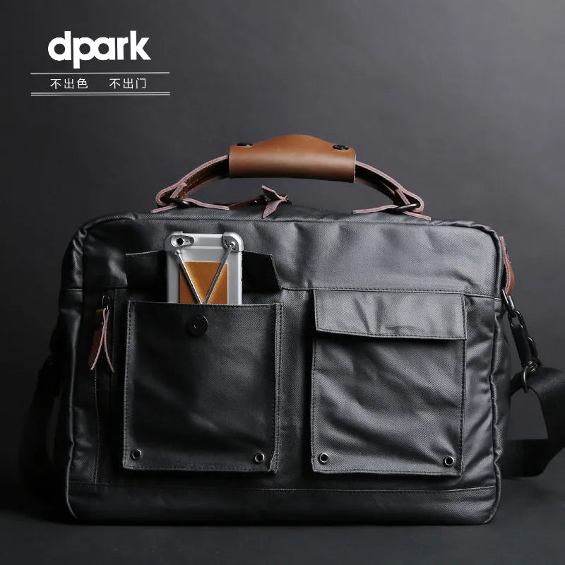 Dpark black single shoulder laptop bag for a 14 or 15 inch Lenovo laptop.