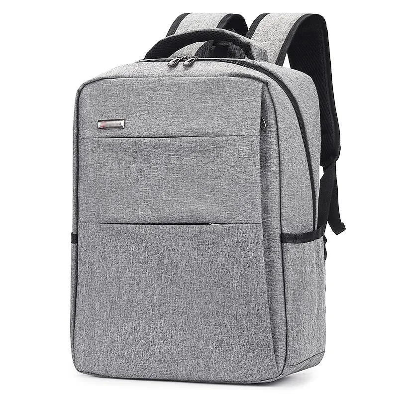 Rechargeable waterproof black Oxford cloth laptop backpack for a 15.6-inch computer.