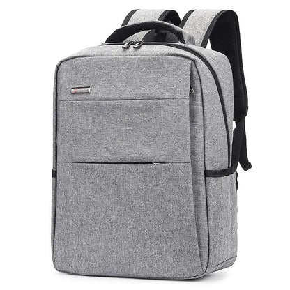 Rechargeable waterproof black Oxford cloth laptop backpack for a 15.6-inch computer.