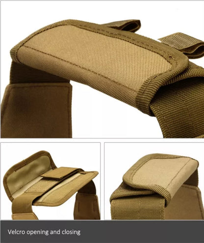 Men's adjustable molle tactical vest in khaki and army green, made from durable oxford material.