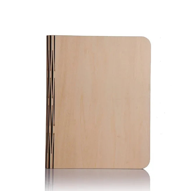 Solid wood USB book light in three sizes showing white and warm white light options.