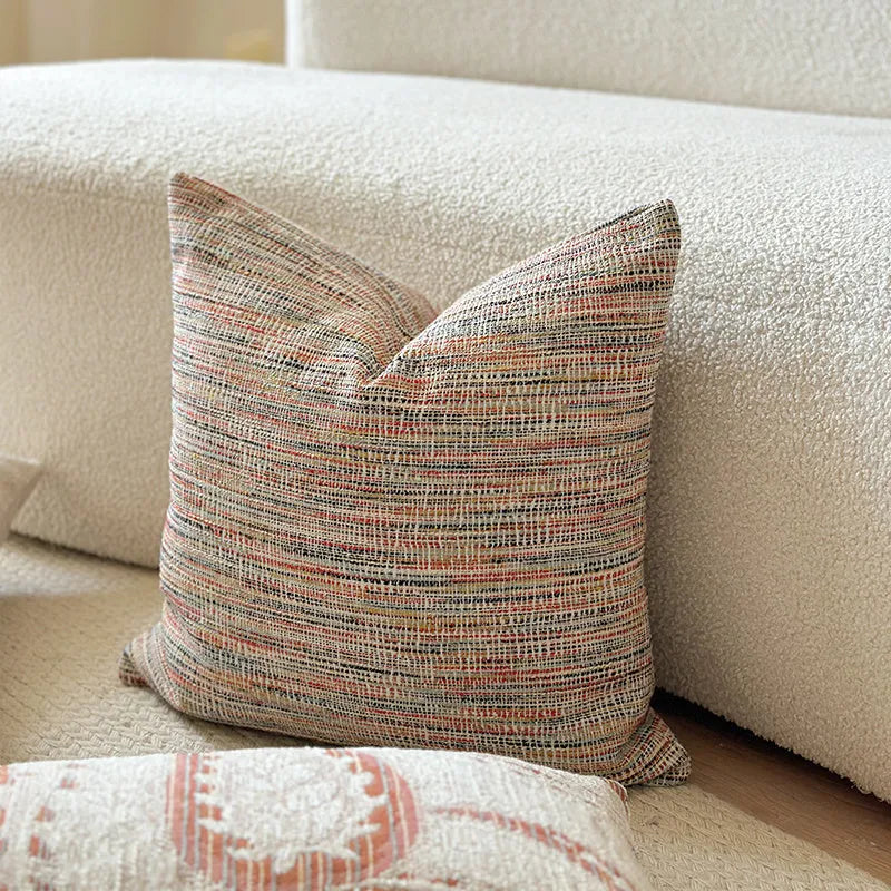 American-style yarn-dyed jacquard sofa backrest pillow cover with thickened paisley design, available in four amber colour variations and two size options for versatile living room styling.